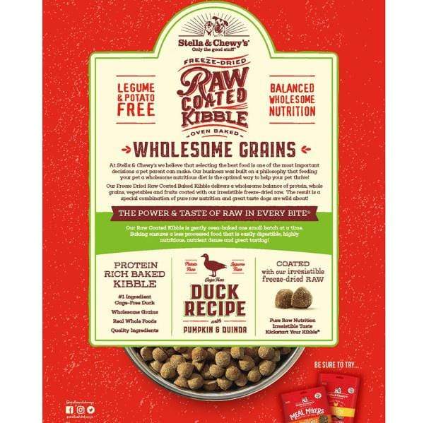 Stella & Chewy's Raw Coated Kibble With Wholesome Grains Cage Free Duck Recipe Dry Dog Food