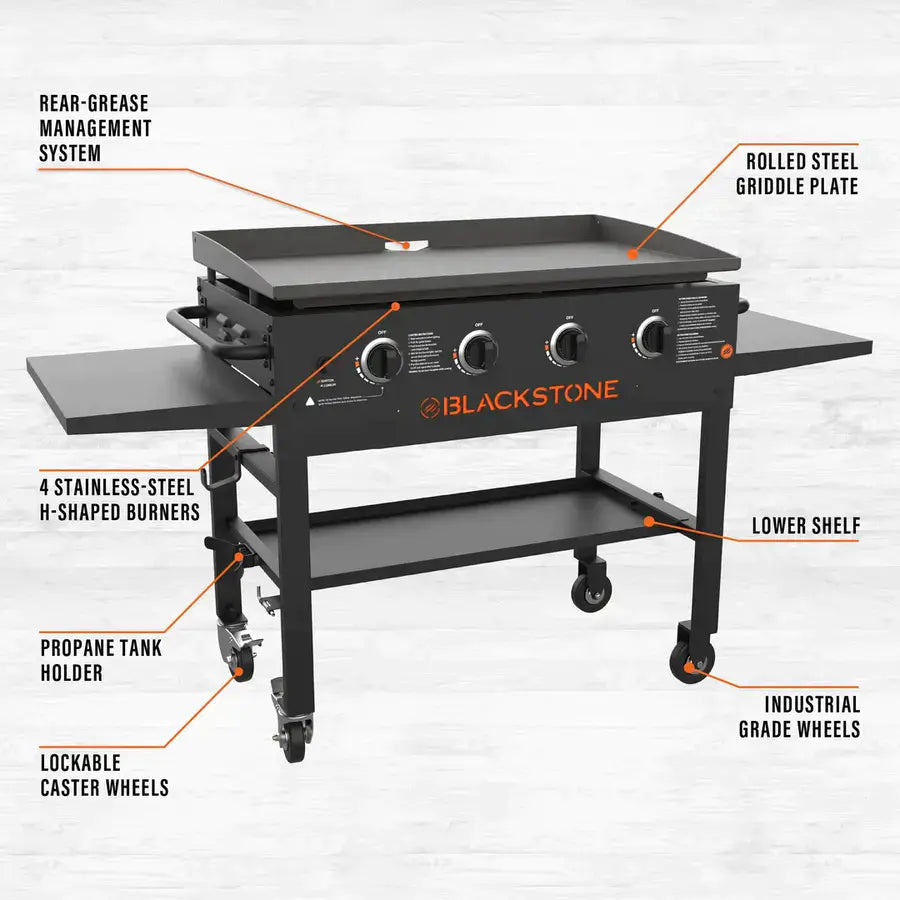 Blackstone 4-Burner 36" Griddle Cooking Station with Side Shelves