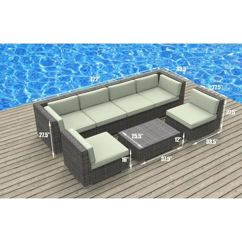 Knobel Wicker/Rattan 6 - Person Seating Group with Cushions