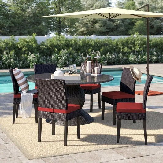 Stratford Round 6 - Person 60'' Long Dining Set with Cushions