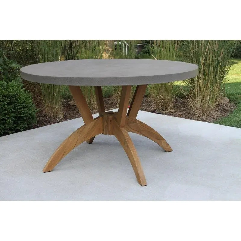 Hayden Round 6 - Person 52'' Long Teak Dining Set with Cushions